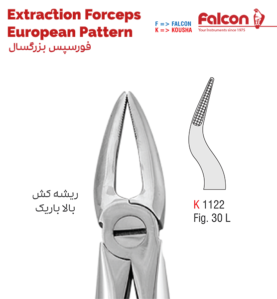 فورسپس ریشه کش بالا باریک//کوشا-Kousha