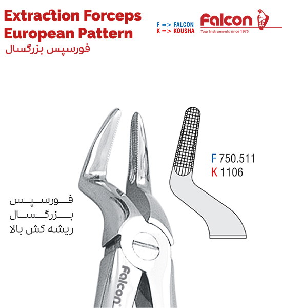 فورسپس ریشه کش بالا//کوشا-Kousha/فالکن-Falcon